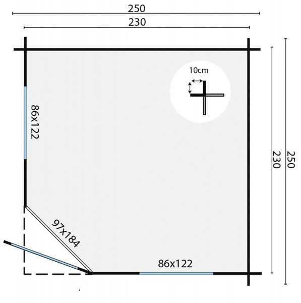 Blokhut Jos 250x250 cm