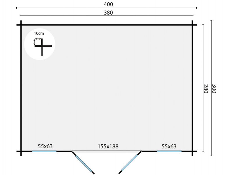 Blokhut Juha 400x300 cm