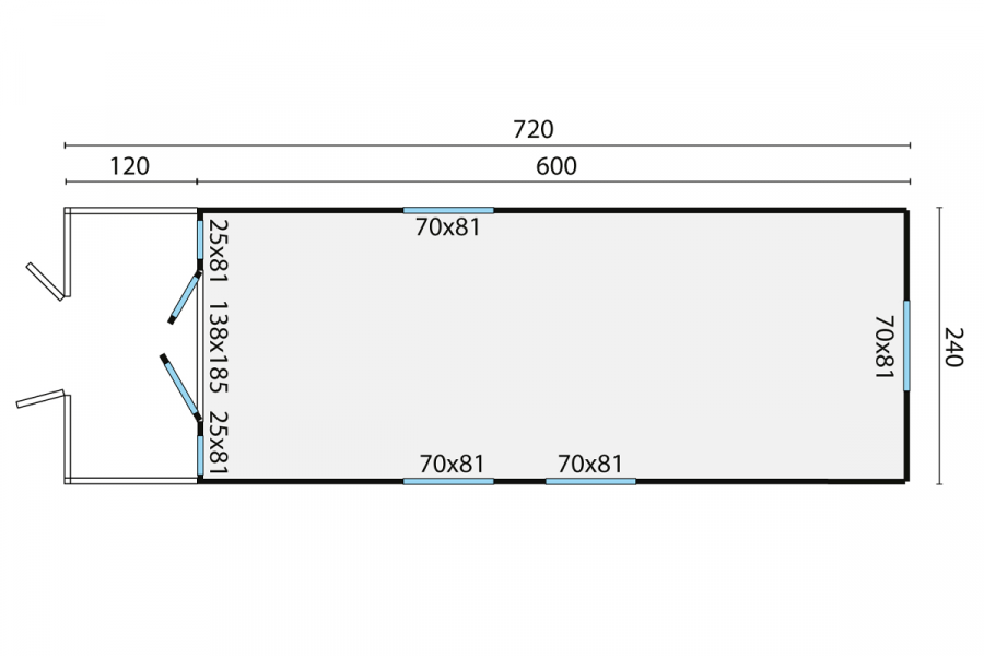 Zigeunerwagen Kathleen met veranda 720x240 cm