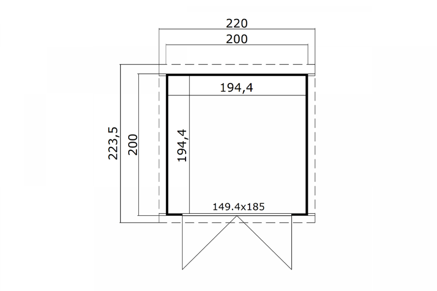 Tuinhuis Kibo 1 200x200 cm - Platinum Grey-Wit gecoat