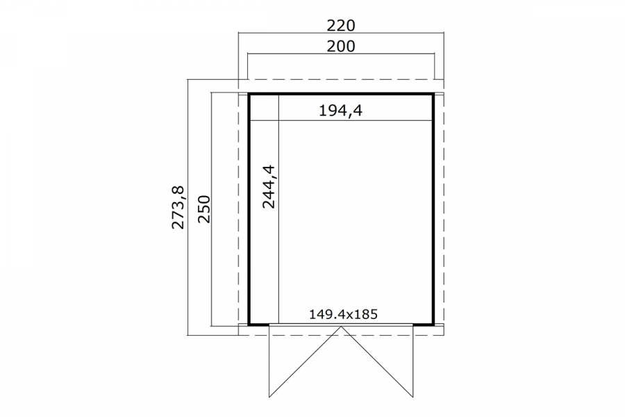 Tuinhuis Kibo 2 200x250 cm - Carbon Grey-Wit gecoat