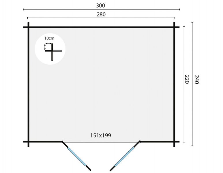 Blokhut Klair 300x240 cm - Bruin geïmpregneerd