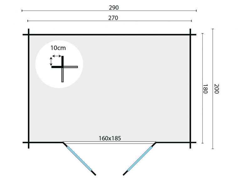 Blokhut Kris 290x200 cm - Honing geïmpregneerd