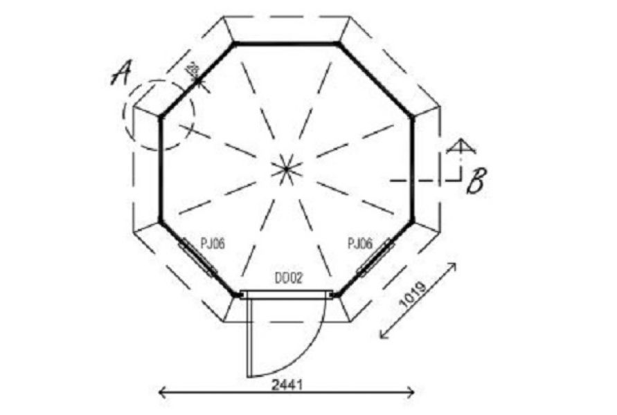 Lugarde Tuinhuis P85 Ø250 cm - 28 mm - plattegrond