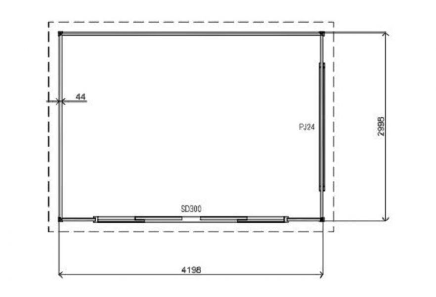 Lugarde Tuinhuis PR15 420x300 cm - 44 mm - plattegrond