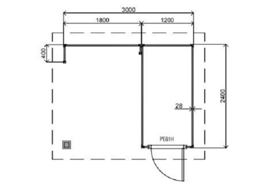 Lugarde Tuinhuis PR6 300x240 cm - 28 mm - plattegrond