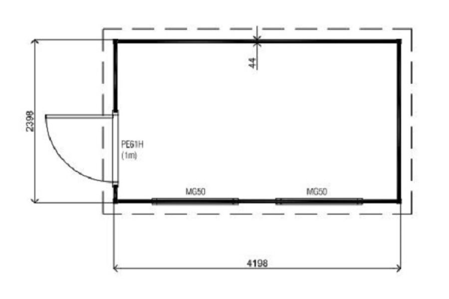 Lugarde Tuinhuis PR8 420x240 cm - 44 mm - plattegrond