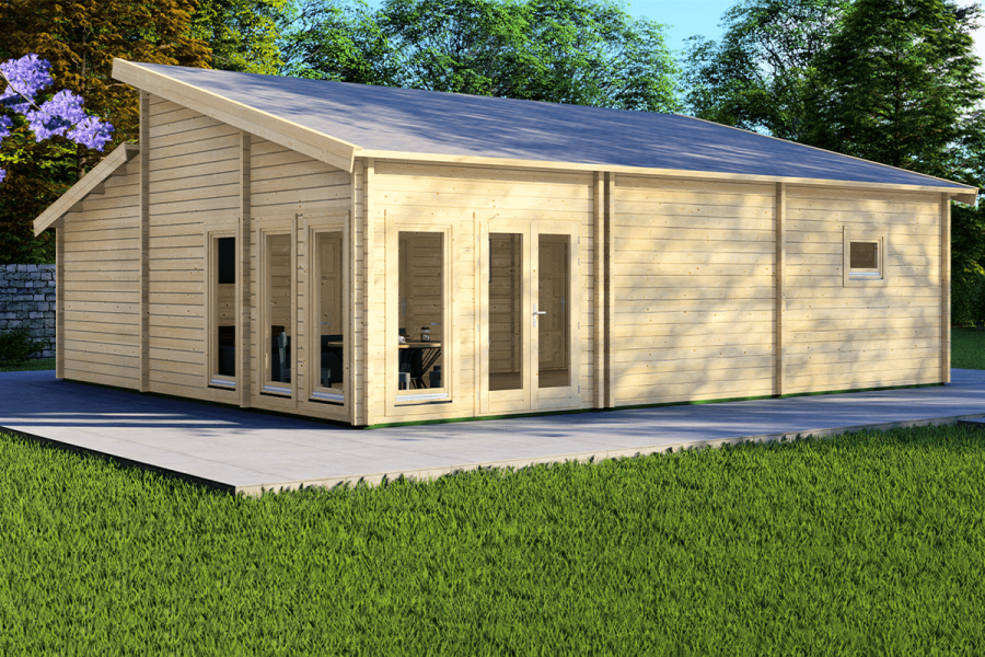 Chalet Lorenzo 930x810 cm - 68mm dikte - incl. houten binnenvloer