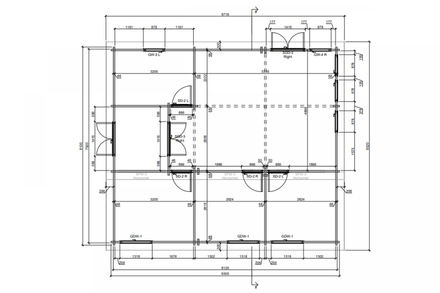 Chalet Lorenzo 930x810 cm - 68mm dikte - incl. houten binnenvloer