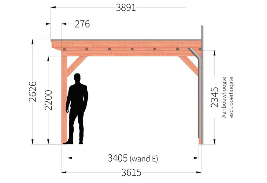 Aanbouwveranda Lucca 660x390 cm - Plat dak