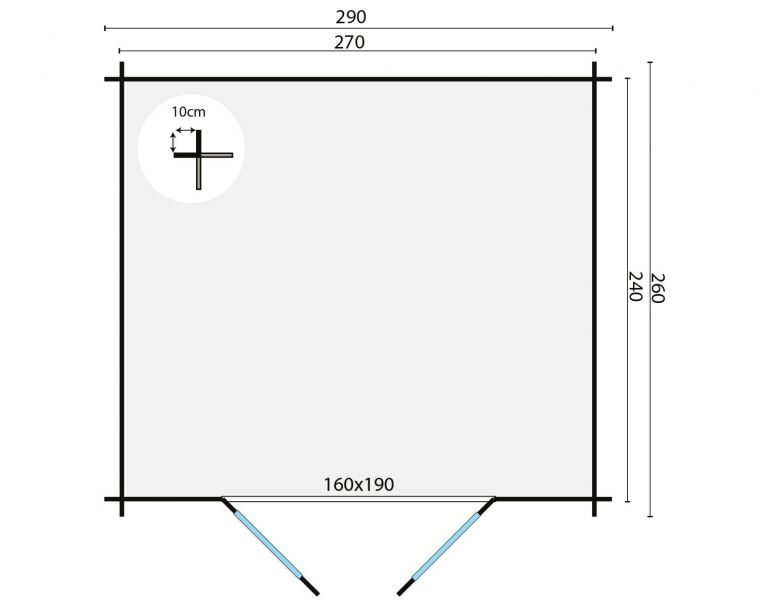 Blokhut Mila 290x260 cm