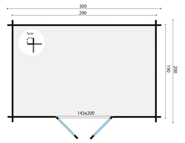 Blokhut Minimodern 300x200 cm - Groen geïmpregneerd