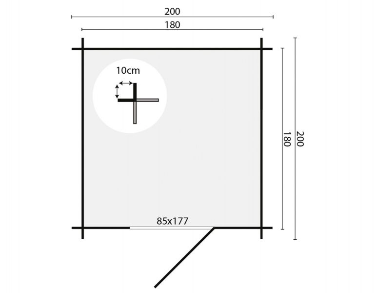 Blokhut Narcis 200x200 cm - Grijs geïmpregneerd