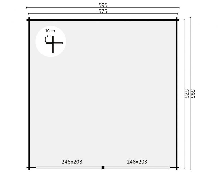 Garage/Kapschuur Nysse 600x600 cm - plattegrond