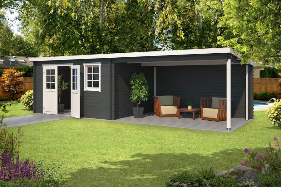 Blokhut Aida 760x275 cm - Carbon Grey-Wit gecoat main