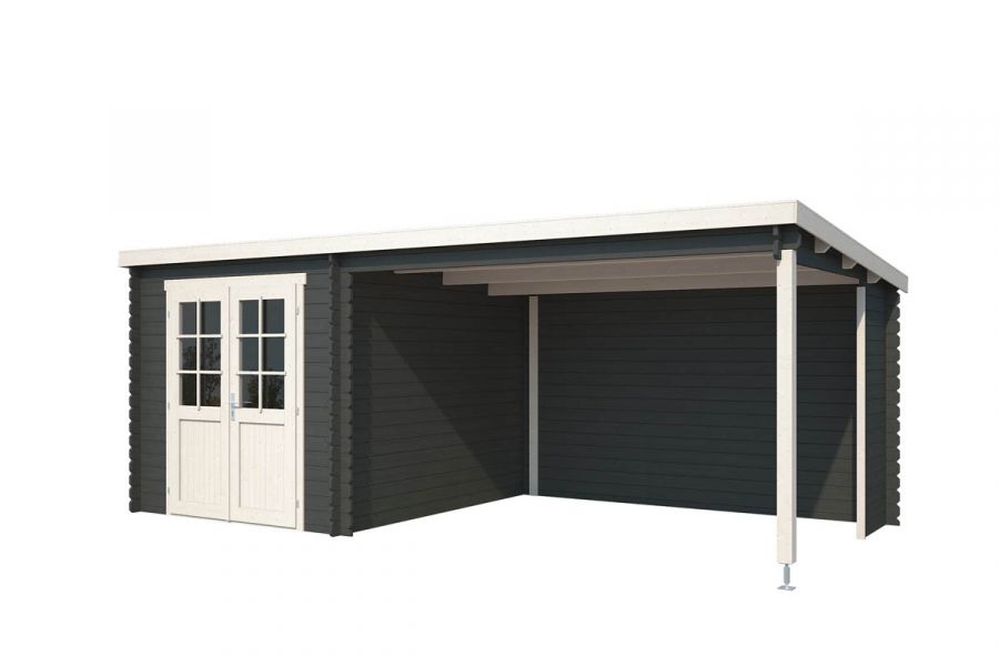 Blokhut Sunniva 570x275 cm - Carbon Grey-Wit gecoat secondary