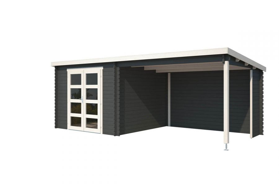 Blokhut Manuel 600x275 cm - Carbon Grey-Wit gecoat secondary