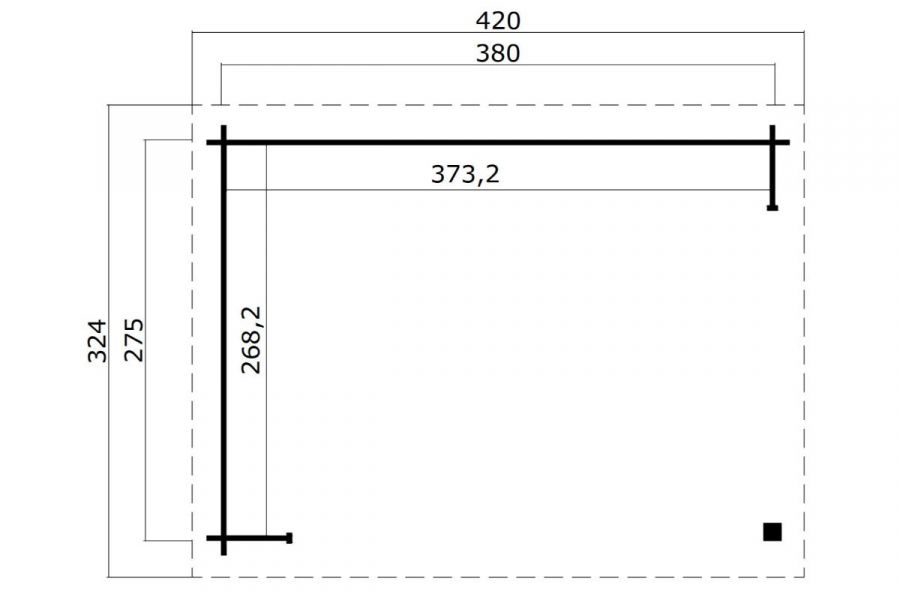 Blokhut Lara 380x275 cm plattegrond