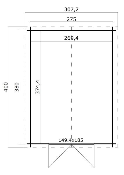 Blokhut Norah 275x380 cm plattegrond