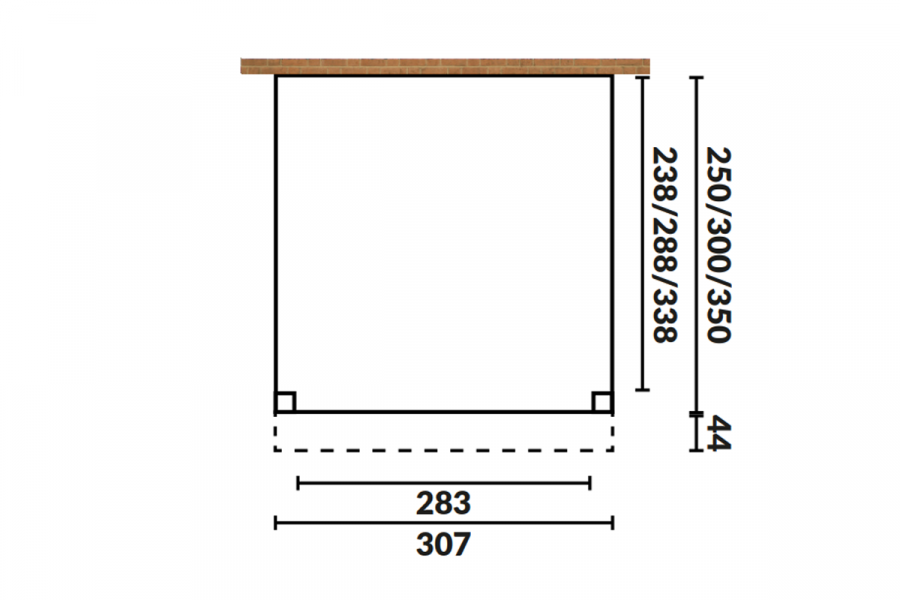 Aanbouwveranda OBLIQUE Schuin dak - 300x350 cm