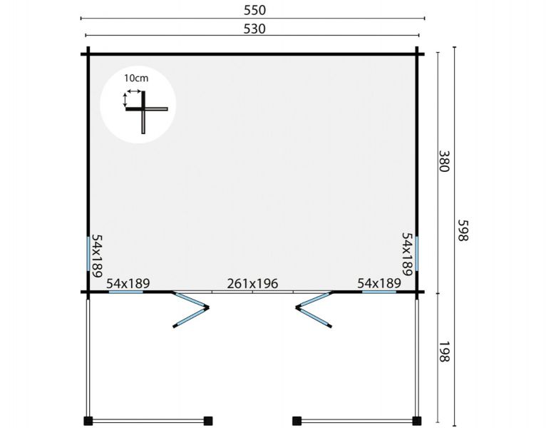 Blokhut Olaug 550x598 cm - Red class wood geïmpregneerd