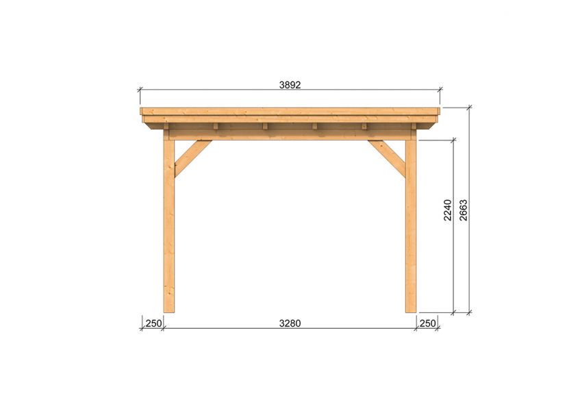 Overkapping Plat Dak Odense XL Type 1 Red Class Wood 550x378 cm