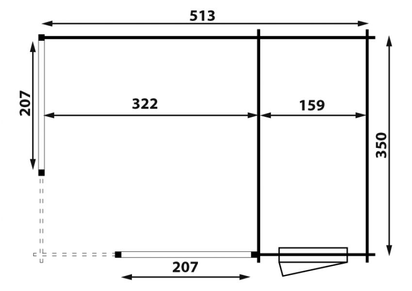 Plattegrond Hoekpaviljoen P5155 513x350 cm - Geïmpregneerd