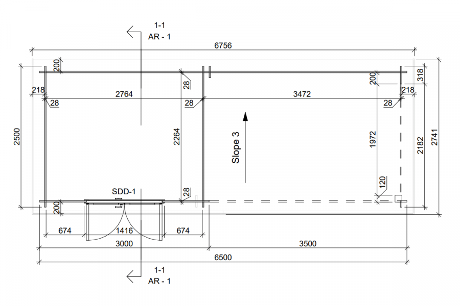 Actieblokhut Pluto 300x250 cm + luifel 350 cm - donkergrijs geverfd - incl. EPDM, daktrimmen en funderingsbalken - Wommelgem