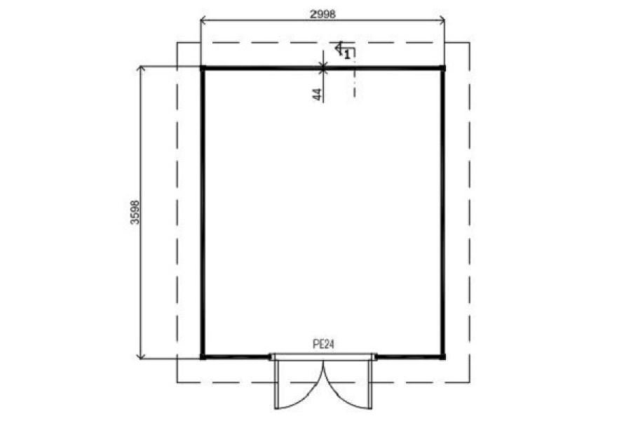 Lugarde Tuinhuis TP39o 360x300 cm - 44 mm - plattegrond