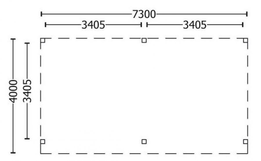 Buitenverblijf Refter XL 730x400 cm plattegrond