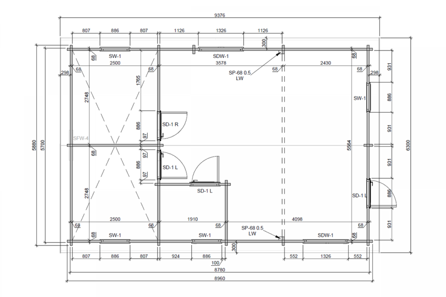 Chalet Salzburg incl. slaapzolder - 588x896 cm - 68 mm