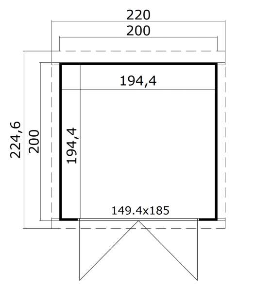 Tuinhuis Sara 200x200 cm - Platinum Grey-Wit gecoat