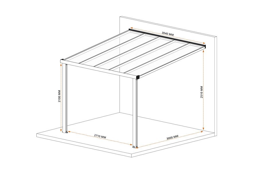 DHZ-veranda Smartline 304x300 cm - Antraciet structuur