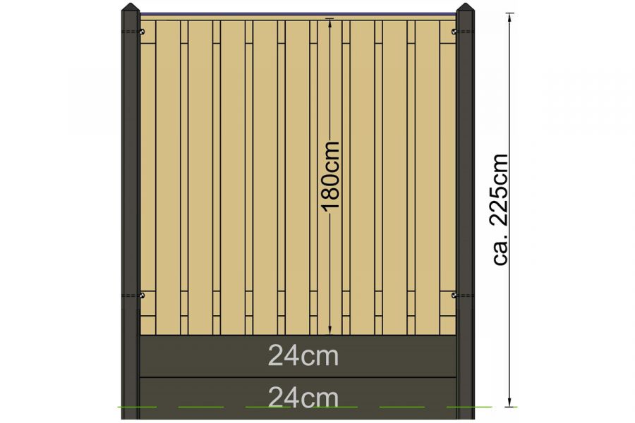 Eindpaal beton wit/grijs met diamant kop 10x10x308 cm - t.b.v. 2 platen voor schermen 180 cm hoog