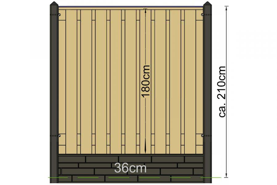 Eindpaal beton wit/grijs met diamant kop 10x10x308 cm - t.b.v. 2 platen voor schermen 180 cm hoog