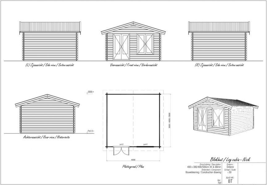 Lugarde Blokhut Nick 400x300 cm 44 mm