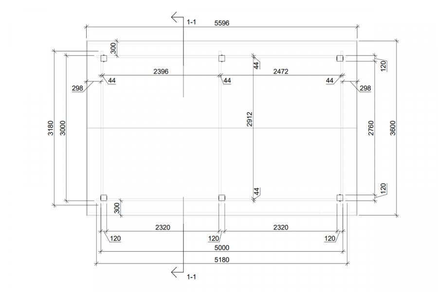 Carport 300x500 cm zadeldak