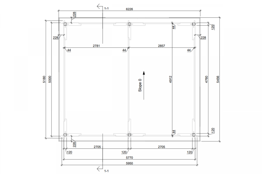 Dubbele carport 600x500 cm plat dak