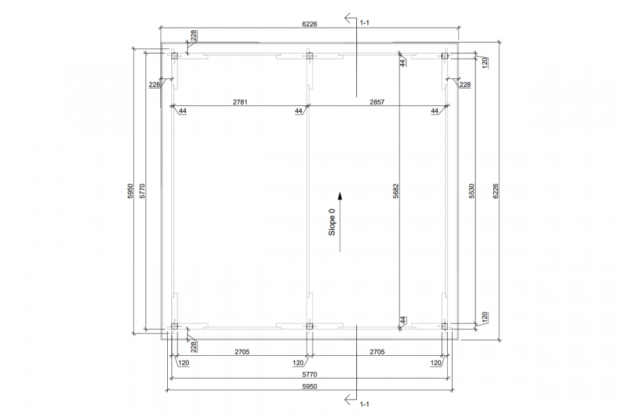 Dubbele carport 600x600 cm plat dak