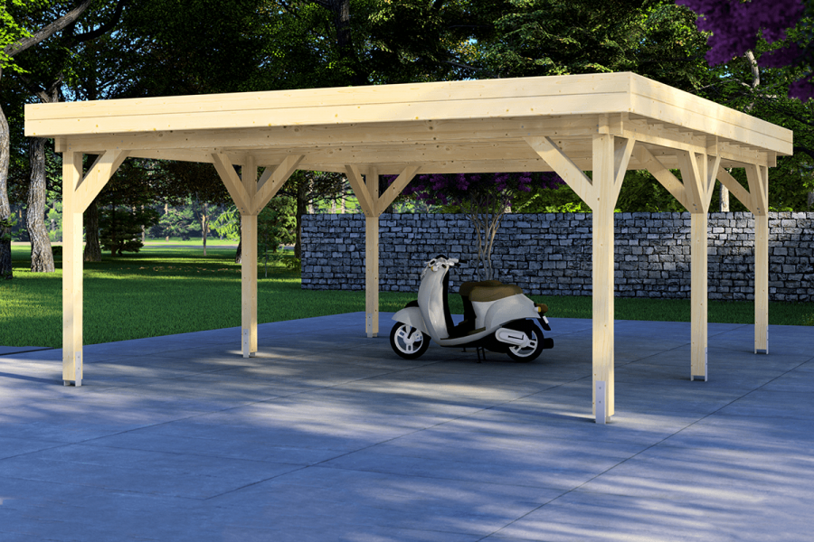 Dubbele carport 600x600 cm plat dak