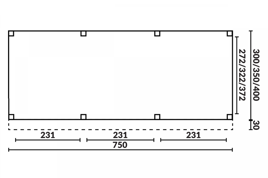 Buitenverblijf Sublime Plat dak - 750 x 300 cm