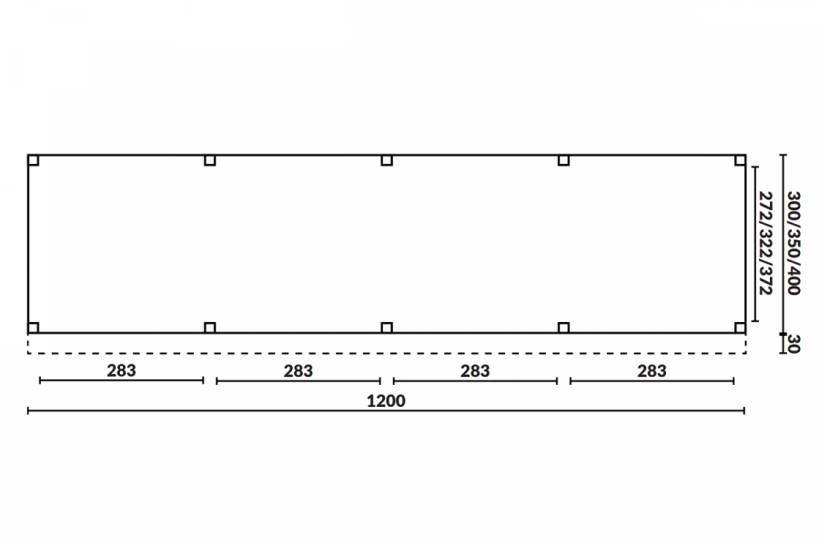 Buitenverblijf Sublime Plat dak - 1200 x 350 cm