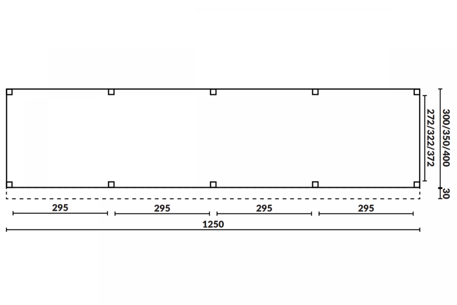 Buitenverblijf Sublime Plat dak - 1250 x 350 cm