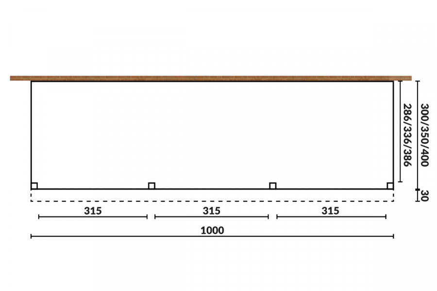 Aanbouw veranda Sublime plat dak - 1000 x 300 cm