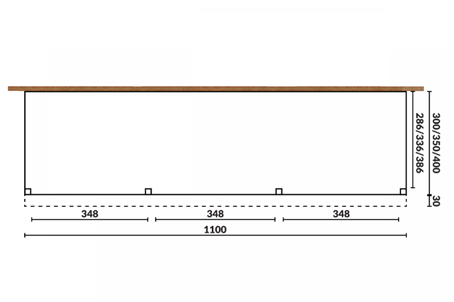 Aanbouw veranda Sublime plat dak - 1100 x 300 cm