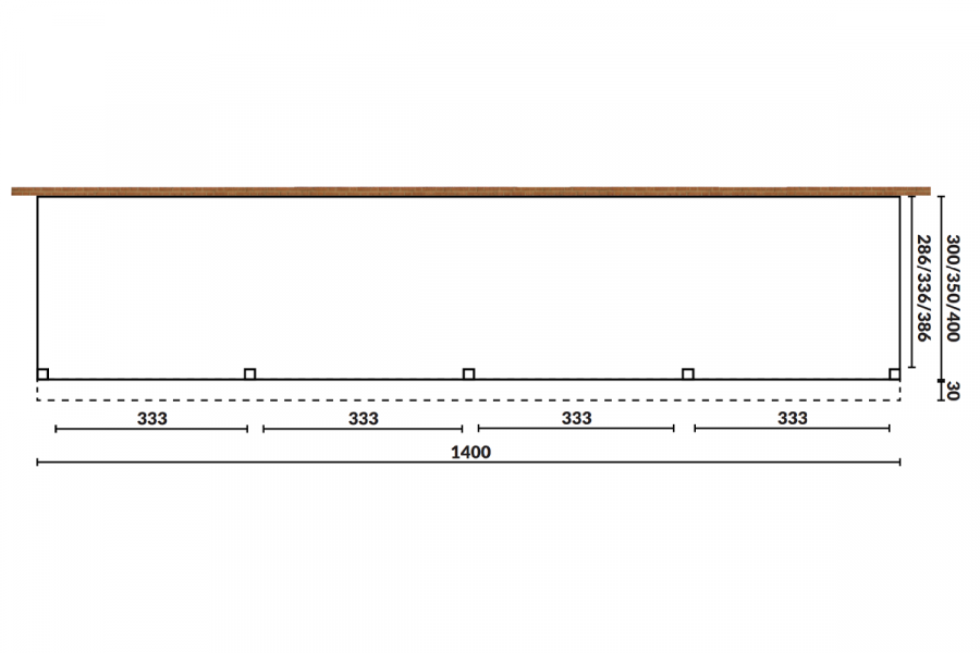 Aanbouw veranda Sublime plat dak - 1400 x 350 cm