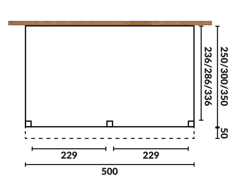 Aanbouw veranda Oblique schuin dak - 500 x 300 cm - Dakbeplanking