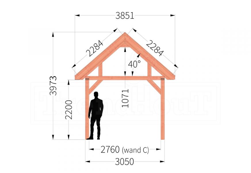 Buitenverblijf zadeldak XL 765x380 cm