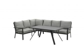 Sergio lounge-diningset - 3-delig - links - carbon black - light grey