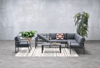 Lexington loungeset - 4-delig - rechts carbon black - reflex black